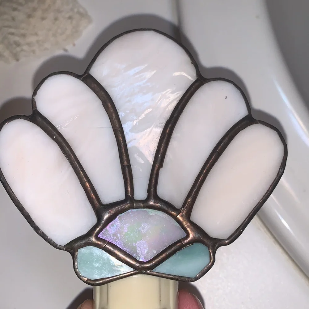 Hand made Stained Glass nightlight blue shell
